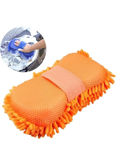Oto Yıkama Eldiveni, Premium Şönil Mikrofiber Yıkama Süngeri, Tüy Bırakmayan Ve Çiziksiz Ultra Emici Temizleme Eldiveni Çok Renkli