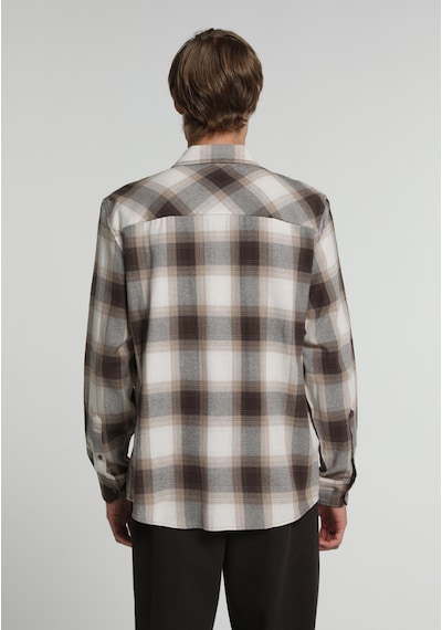 Colin's Colins Regular Fit Shirt Neck Ekoseli Erkek Kahverengi Uzun Kol Gömlek Cl1082338 Q1.v1 Brw