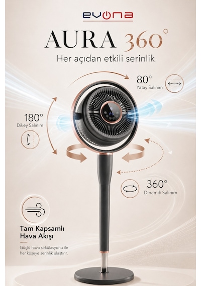 Aura 360, 6 Kademeli Hız Ayarlı Akıllı Vantilatör