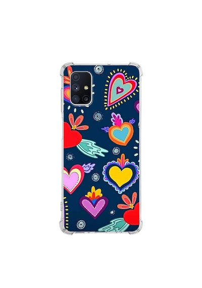 Samsung Galaxy M51 Uyumlu Retro Color 3 Baskılı Şeffaf Köşe Korumalı Antişok Kılıf