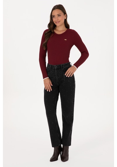U.S. Polo Assn. Kadın Bordo Bisiklet Yaka Kazak 50314780-VR014