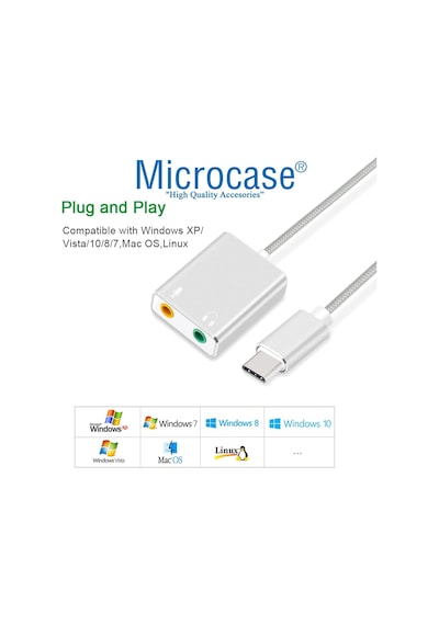 Microcase Type-C 7.1 Kanal USB Ses Kartı - AL2589