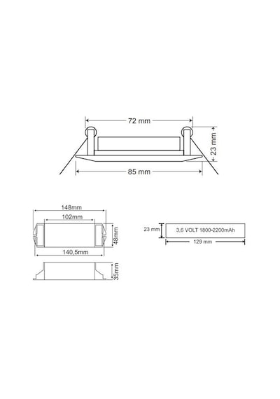 Arsel Spotlite SP-303-5 Acil Aydınlatma Armatürü Kesintide 180 Da Beyaz