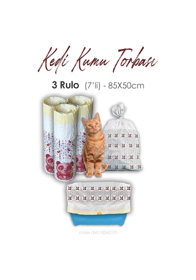 Rosie Kedi Kumu Torbası 85 x 50 CM 7'li 3 Rulo
