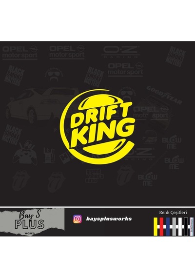 Drift King İçin Uyumlu Aksesuar Oto Cam Sticker Sarı 20 Cm