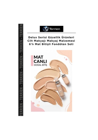 Delux Serisi Güzellik Ürünleri Cilt Makyajı Makyaj Malzemesi 6'lı Mat Bitişli Fondöten Seti Set