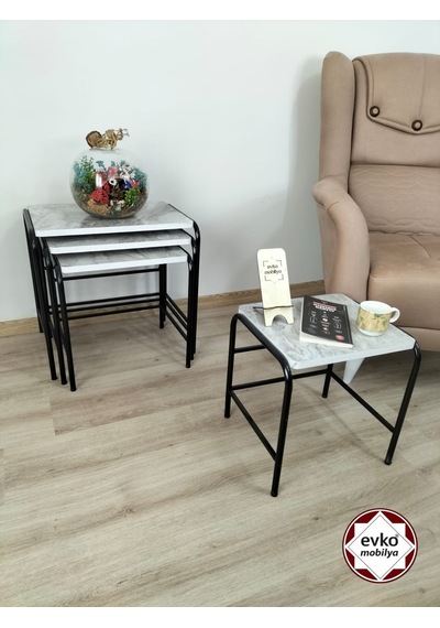 Evko Mobilya Buket Sehpa , 4'lü Zigon Sehpa, Servis Sehpası, Iç Içe Geçen Sehpa, Ahşap Sehpa, Dikdörtgen Sehpa