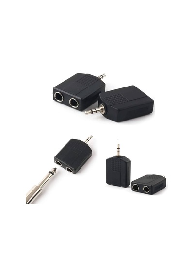 3.5mm Stereo Erkek To 2x6.3 Mm Dişi Çevirici Jak