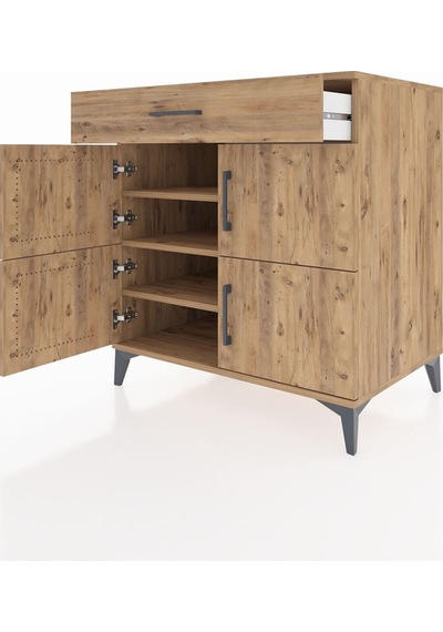 Kronos Şifonyer 3 Raflı Tek Çekmeceli 4 Kapaklı 88x59x96 Çam-çam Atlas Çam