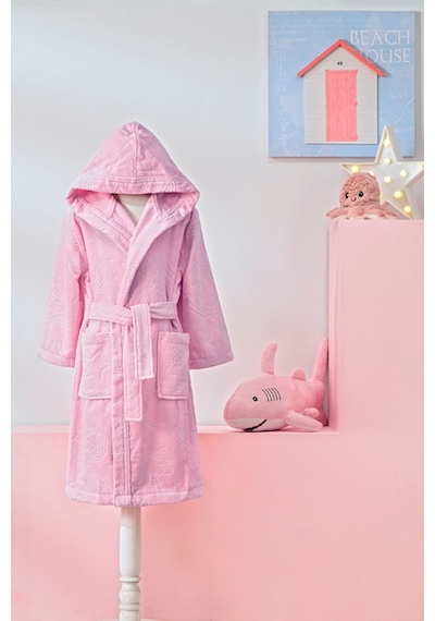 Girl Unicorn Kapüşonlu Kadife Çocuk Bornozu 5/6 Yaş Pembe