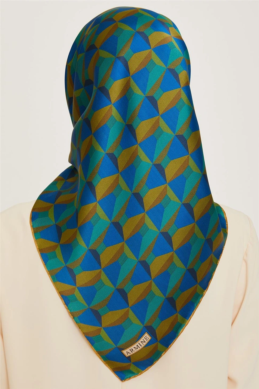 Armine Klasik Desenli Twill Saf İpek Eşarp 9204d 33 Çok Renkli