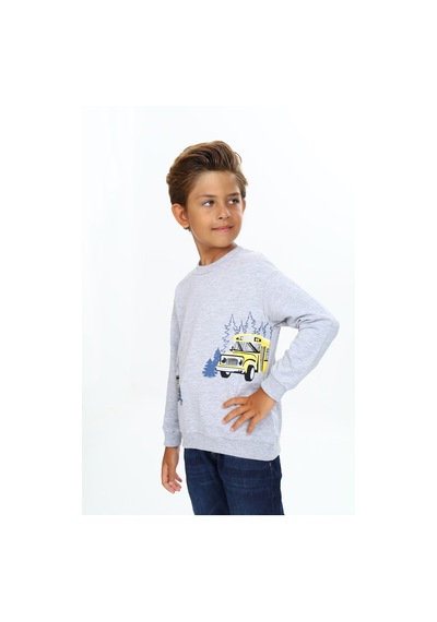 Toontoy Kids Toontoy Erkek Çocuk Relax Fit Bisiklet Yaka Hafif Düşük Omuz Baskılı Sweatshirt - 2 İplik Gri Melanj Toontoy Kids Toontoy Erkek Çocuk Relax Fit Bisiklet Yaka Hafif Düşük Omuz Baskılı Sweatshirt - 2 İplik Gri Melanj
