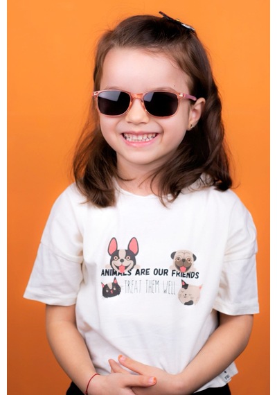 Yeni-unisex 5-9 Yaş Polarize Pembe Çocuk Güneş Gözlüğü Pembe