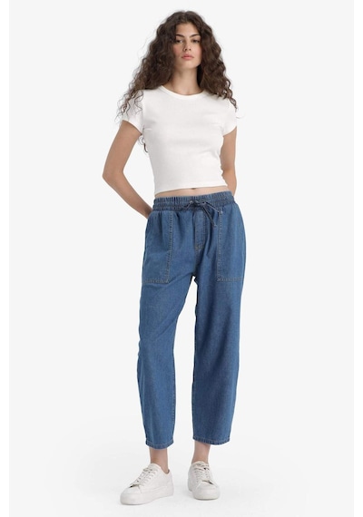 DeFacto Pull On Carrot Fit Yüksek Bel Crop Fit Yumuşak Jean Pantolon E0954AX25SMNM85