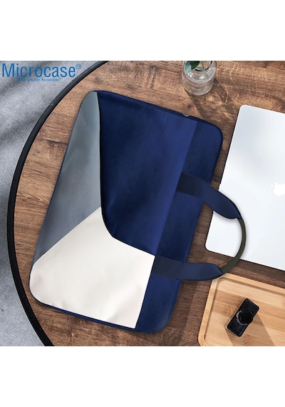 Microcase Apple iPad Air 11 2026 İle Uyumlu Tablet Çantası 2 Bölmeli Al4228 Lacivert Gri Krem Gri - Lacivert