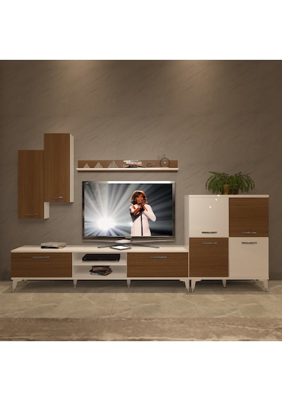 Decoraktiv Eko 6 Mdf Dvd Silver Tv Ünitesi Tv Sehpası Beyaz - Ceviz