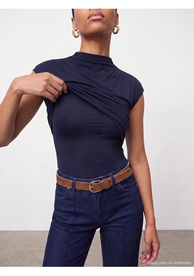 Dilvin 33211 Bra-free Büzgü Detaylı Top K.lacivert