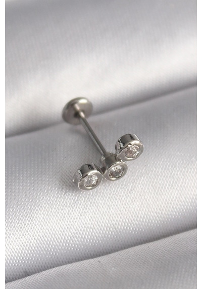 Mey İthalat 316l Çelik Gümüş Renk Zirkon Taşlı Tragus Piercing 27221113