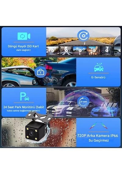 Kingline K-17 Wi-fi Full Hd 3 Kameralı Araç Güvenlik Kamerası