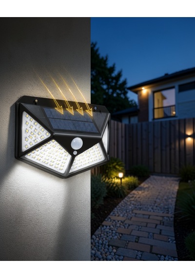 Solar Bahçe Lambası 100 Led Yx-100 Çok Renkli