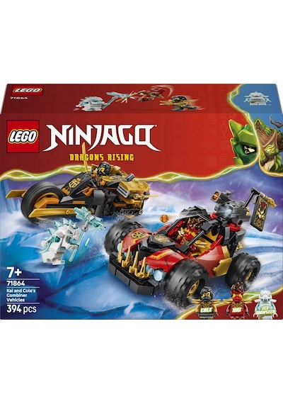 LEGO® NINJAGO® Kai ve Cole’un Birleşen Araçları 71864 - 7 Yaş ve Üzeri için 3 Minifigür İçeren Oyuncak Yapım Seti (394 Parça)