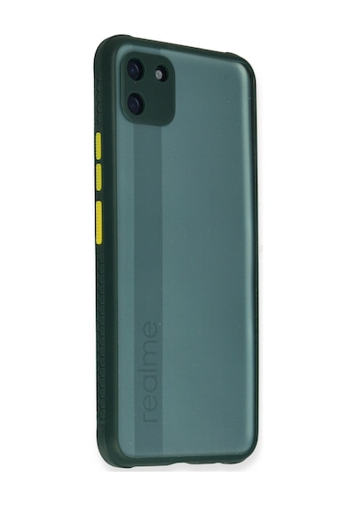Realme C11 Uyumlu Kılıf Miami Şeffaf Silikon - Koyu Yeşil