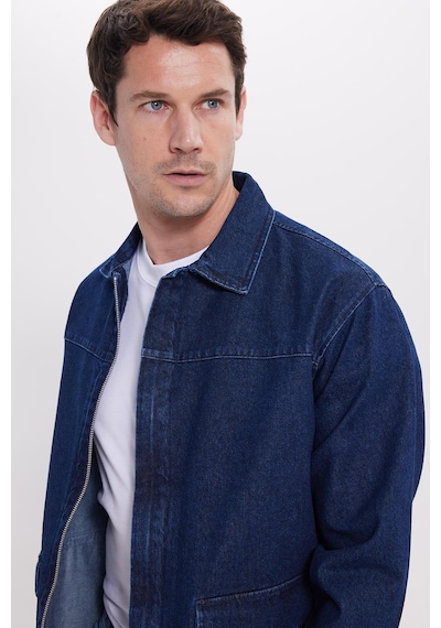 Tudors Erkek Relax Fit Rahat Kesim Çift Cep Denim Lacivert Kot Mont Gömlek-42027 Lacivert
