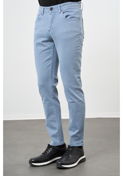 İmza Koyu Turkuaz Düz Gabardin Pamuklu 5 Cep Slim Fit Casual Pantolon 1003245318 Koyu Turkuaz