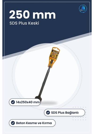 Yassı Keski Sds Plus 14x250x40 Mm Geniş Beton Duvar Kesme Kırma E