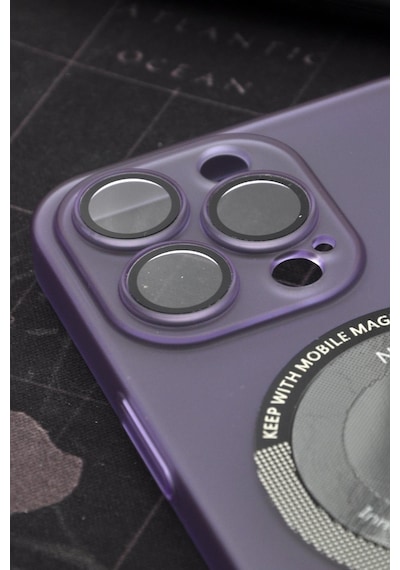 Apple Uyumlu iPhone 13 Pro Max Uyumlu Mor Renkli Yarı Şeffaf İnce Sert Kapak Kılıf Kamera Lens Korumalı Mor -