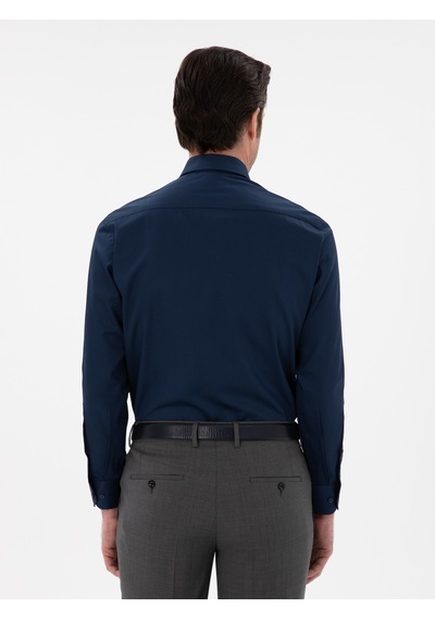Cacharel Lacivert Slim Fit Klasik Yaka Basic Gömlek