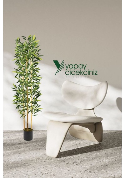 Yapay Çiçekçiniz Yapay Yoğun Yapraklı Dekoratif Bambu Ağacı 3 Gövde 150cm