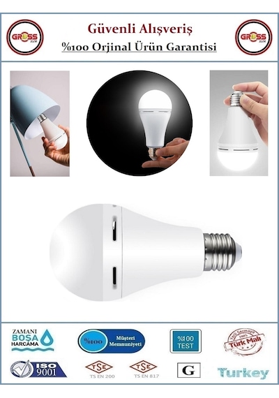 Helios Şarjlı Led Ampul - 9 Watt - 6500k - Beyaz Işık 1