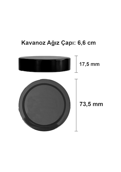 Tr 350 Ml Kavanoz Metal Derin Kapaklı 350 Cc Şeffaf Reçel, Marmelat Cam Kavanoz Deep 6 Adet Siyah Kapak Diğer