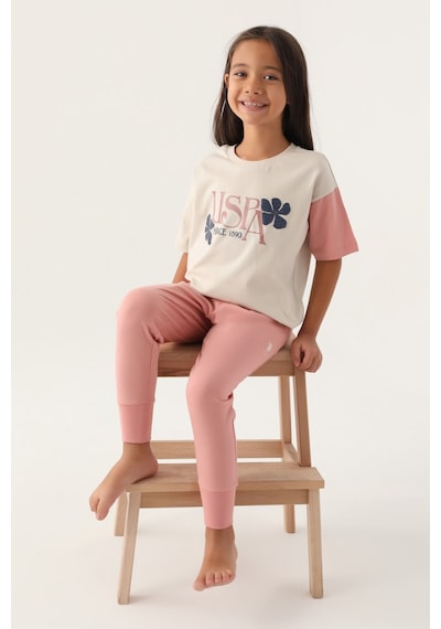 U.s. Polo Assn Lisanslı Rose Bej Kız Çocuk Pijama Takımı 5274-43161 Bej