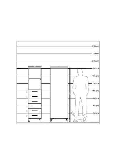 Kronos Dolap 2 Raflı 6 Çekmeceli 44x59x182 Antrasit-çam Antrasit