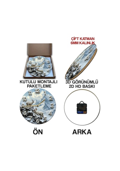 Sessiz Yuvarlak Ahşap Duvar Saati, Kuvars Hareketli 3d Görünümlü 2d Saat Sdw083 Renkli