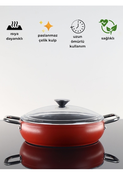 Bonera Pro-plus 32 Cm Kırmızı Karnıyarık Tencere Kırmızı