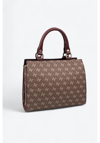 Silver Polo Sp1174 Kadın El Çantası Monogram Kahve-bordo