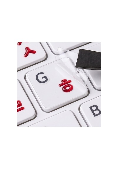 Korece Klavye Etiketi 3d Uv Kabartmalı 46 Adet Şeffaf Sticker Notebook Ve Masaüstü Uyumlu Kırmızı