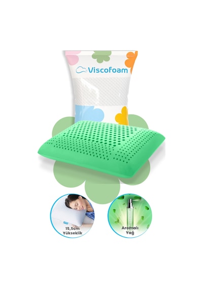 Viscofoam Aroma Terapi Hava Kanallı Ortopedik Yastık Visco Yastık Nane 60x40x16cm