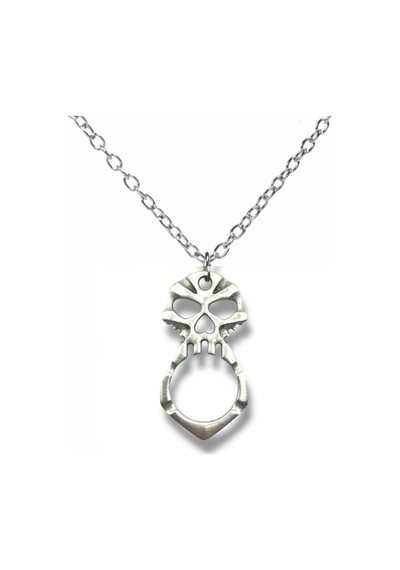 Kurukafa Figürlü Gotik Tarz Kolye Gümüş Renk Unisex Zamak Metal Takı Çok renkli