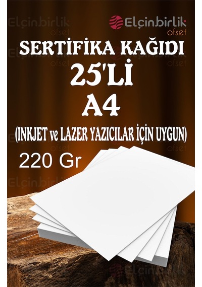 A4 Sertifika Kağıdı 220 G 25 Adet