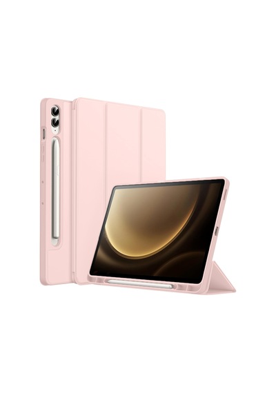 Samsung Galaxy  Uyumlu Tab  S9 Fe Plus X610 12.4 İnç Kılıf  Premium Silikon Kalem Bölmeli Smart Case Kapaklı Kılıf