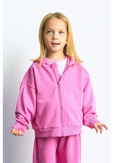 Defacto Kapüşonlu Cepli Fermuarlı Sweatshirt Sweatshirt Hırka Kız Bebek I0589a526aupn467 Pembe-pn467