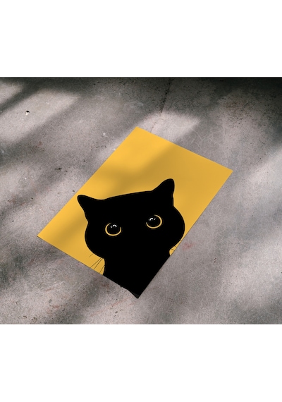 Çerçevesiz Poster Kara Kedi, Dijital Baskı Kağıt Poster Kara Kedi, Ofis, Salon Dekorasyon