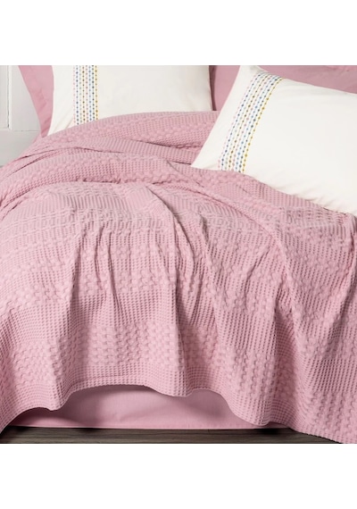 Cottonbox Aura-pebble Pembe-lastikliçarşaflı Tek Kiş.pike Takımı