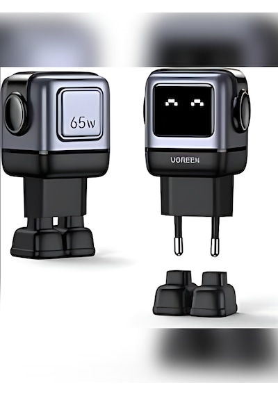 UGREEN Nexode RG 65W Robot GaN Hızlı Şarj Cihazı 2xUSB-C - 1xUSB-A Gri