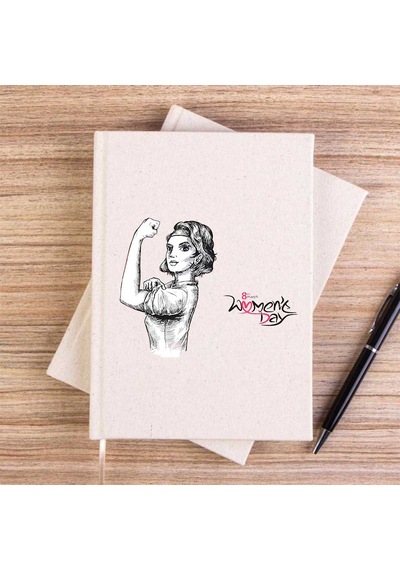 Güçlü Kadın Krem Çizgisiz Kanvas Defter