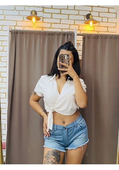 Tuba Toptaş Keten Bağlamalı Crop Bluz Bej